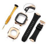 Modification Kit Metal Bezel Frame For Apple Watch Case band 7 6 5 4 3 2 40mm 41mm 44mm 45mm Rubber Strap Replacement for iWatch