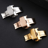 Universal 12 14 16 18 20 22mm Butterfly Buckle Mod kit Accessories 316 Stainless Steel Double Push Button Fold Watch Replacement