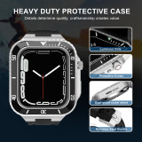 Modification Kit For Apple Watch 7 6 5 4 3 SE Metal Bezel Frame Rubber WatchBand For iWatch Refit Case Band 7 45mm 44mm 42mm