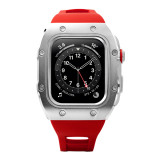 44MM Luxury RM Style Modification Mod Kit Apple Watch Metal Case strap For iwatch series 6 5 4 SE Rubber Strap watchband