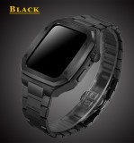 Luxury Modification Kit for Apple Watch Case Band 7 45mm 44mm 42mm Metal Bezel Frame Rubber WatchBand for IWatch 7 6 5 4 3 SE