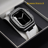 Luxury Modification Kit for Apple Watch Case Band 7 45mm 44mm 42mm Metal Bezel Frame Rubber WatchBand for IWatch 7 6 5 4 3 SE