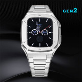Modification Kit Metal Bezel Frame For Apple Watch Case band 7 6 5 4 3 2 40mm 41mm 44mm 45mm Rubber Strap Replacement for iWatch