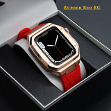 Luxury Modification Kit for Apple Watch Case Band 7 45mm 44mm 42mm Metal Bezel Frame Rubber WatchBand for IWatch 7 6 5 4 3 SE