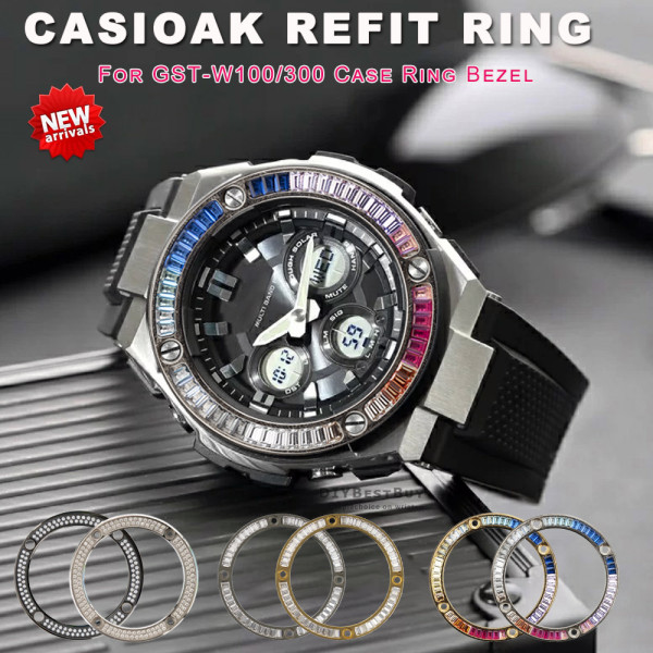 Diamond Luxury Casioak Mod Kit Metal Stainless Steel Case Modified Watch Case For G-Shock Watch Bezel GST- W300 W100 Accessories