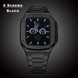 Luxury Modification Kit for Apple Watch Case Band 7 45mm 44mm 42mm Metal Bezel Frame Rubber WatchBand for IWatch 7 6 5 4 3 SE