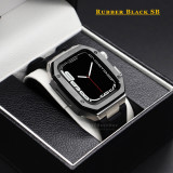 Luxury Modification Kit for Apple Watch Case Band 7 45mm 44mm 42mm Metal Bezel Frame Rubber WatchBand for IWatch 7 6 5 4 3 SE