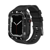 Modification Kit For Apple Watch 7 6 5 4 3 SE Metal Bezel Frame Rubber WatchBand For iWatch Refit Case Band 7 45mm 44mm 42mm