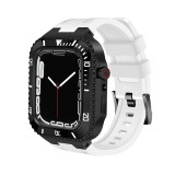 Modification Kit For Apple Watch 7 6 5 4 3 SE Metal Bezel Frame Rubber WatchBand For iWatch Refit Case Band 7 45mm 44mm 42mm