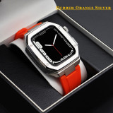 Luxury Modification Kit for Apple Watch Case Band 7 45mm 44mm 42mm Metal Bezel Frame Rubber WatchBand for IWatch 7 6 5 4 3 SE
