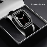 Luxury Modification Kit for Apple Watch Case Band 7 45mm 44mm 42mm Metal Bezel Frame Rubber WatchBand for IWatch 7 6 5 4 3 SE