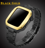 Luxury Modification Kit for Apple Watch Case Band 7 45mm 44mm 42mm Metal Bezel Frame Rubber WatchBand for IWatch 7 6 5 4 3 SE