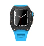 Carbon Fiber Case For Apple Watch 7 44mm 45mm Rubber Strap Luxury Carbon Set Frame Bezel Modification Kit for iWatch 6 5 4 SE