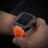 Carbon Fiber Case For Apple Watch 7 44mm 45mm Rubber Strap Luxury Carbon Set Frame Bezel Modification Kit for iWatch 6 5 4 SE