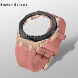 Casioak Mod Kit For GMAS2100 Modification Kit Metal Bezel Frame For G shock Watch Fluoro Rubber Strap Steel band Accessories