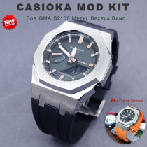 Casioak Mod Kit For GMAS2100 Modification Kit Metal Bezel Frame For G shock Watch Fluoro Rubber Strap Steel band Accessories