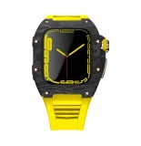 Carbon Fiber Case For Apple Watch 7 44mm 45mm Rubber Strap Luxury Carbon Set Frame Bezel Modification Kit for iWatch 6 5 4 SE
