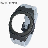 Casioak Mod Kit For GMAS2100 Modification Kit Metal Bezel Frame For G shock Watch Fluoro Rubber Strap Steel band Accessories