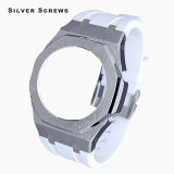 Casioak Mod Kit For GMAS2100 Modification Kit Metal Bezel Frame For G shock Watch Fluoro Rubber Strap Steel band Accessories