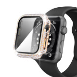 Watch Case+Tempered Glass for Apple Watch Cases 45mm 41mm 44mm 40mm Full Diamonds Bumper for IWatch Series 7 6 SE 5 4 3 2 Cover