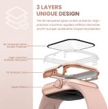 Watch Case+Tempered Glass for Apple Watch Cases 45mm 41mm 44mm 40mm Full Diamonds Bumper for IWatch Series 7 6 SE 5 4 3 2 Cover