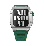 44 45mm Luxury Modification Kit Set For Apple Watch Series 7 Silicone Band Metal Case For iWatch SE 6 5 4 Men Rubber Wrist Strap