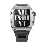 44 45mm Luxury Modification Kit Set For Apple Watch Series 7 Silicone Band Metal Case For iWatch SE 6 5 4 Men Rubber Wrist Strap