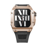 44 45mm Luxury Modification Kit Set For Apple Watch Series 7 Silicone Band Metal Case For iWatch SE 6 5 4 Men Rubber Wrist Strap