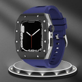 Luxury Watch Modification Kit  For Apple Watch Metal Beze Steel Case WatchBand For iWatch 7 6 Se 5 4 Rubber Strap 44mm 45mm