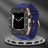 Luxury Watch Modification Kit  For Apple Watch Metal Beze Steel Case WatchBand For iWatch 7 6 Se 5 4 Rubber Strap 44mm 45mm