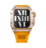 44 45mm Luxury Modification Kit Set For Apple Watch Series 7 Silicone Band Metal Case For iWatch SE 6 5 4 Men Rubber Wrist Strap