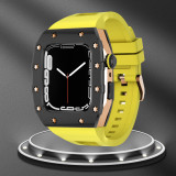Luxury Watch Modification Kit  For Apple Watch Metal Beze Steel Case WatchBand For iWatch 7 6 Se 5 4 Rubber Strap 44mm 45mm