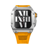 44 45mm Luxury Modification Kit Set For Apple Watch Series 7 Silicone Band Metal Case For iWatch SE 6 5 4 Men Rubber Wrist Strap