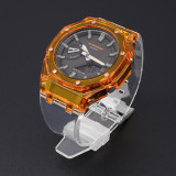 Modified Strap Case for Casio G-SHOCK GA-2100 2110 AP Farm Oak TPU Transparent Watch Band Bezel Silicone Bracelet Accessories