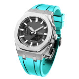 Casioak Mod Kit GM2100 Metal Bezel Case for G shock Modification Kit Rubber&Steel Set Watch Rubber Strap for GM2100 Metal Band