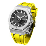 Casioak Mod Kit GM2100 Metal Bezel Case for G shock Modification Kit Rubber&Steel Set Watch Rubber Strap for GM2100 Metal Band