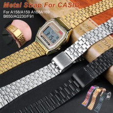 Stainless Steel Strap Bracelet For CASIO A158/A159 A168/A169/B650/AQ230/F9118mm Vintage Small Square Metal Wristband Accessories