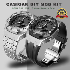 CasiOak Mod Kit GEN4 GA2100 Metal Bezel for Casio Modification 3rd 4rd Generation Rubber Watch Case Strap GA 2100/2110 Steel