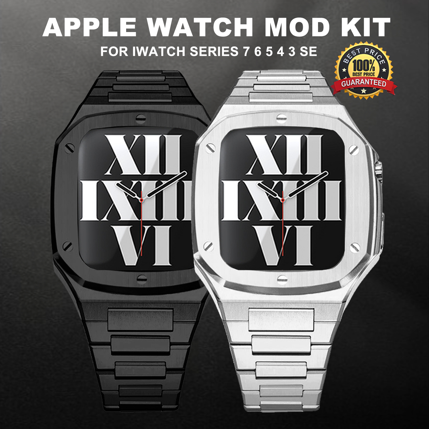 Luxury Modification Kit Bezel Case Strap For Apple Watch 7 45mm 6 5 4 SE 44mm Refit Mod Kit Metal Band for iWatch 7 Accessories