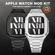 Luxury Modification Kit Bezel Case Strap For Apple Watch 7 45mm 6 5 4 SE 44mm Refit Mod Kit Metal Band for iWatch 7 Accessories