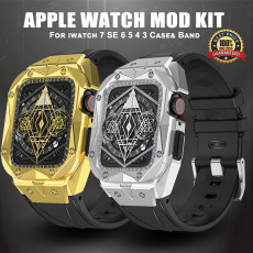 Luxury Modification Kit Mod Metal Frame Bezel For Apple Watch Band Case 7 6 5 4 3 44mm 45mm Watchband Strap for iWatch 7 6 5 Se