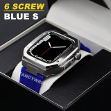 Luxury Modification Kit Bezel Case Strap For Apple Watch 7 45mm 6 5 4 SE 44mm Refit Mod Kit Metal Band for iWatch 7 Accessories