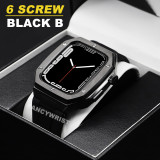 Luxury Modification Kit Bezel Case Strap For Apple Watch 7 45mm 6 5 4 SE 44mm Refit Mod Kit Metal Band for iWatch 7 Accessories