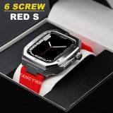 Luxury Modification Kit Bezel Case Strap For Apple Watch 7 45mm 6 5 4 SE 44mm Refit Mod Kit Metal Band for iWatch 7 Accessories