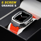 Luxury Modification Kit Bezel Case Strap For Apple Watch 7 45mm 6 5 4 SE 44mm Refit Mod Kit Metal Band for iWatch 7 Accessories