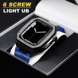 Luxury Modification Kit Bezel Case Strap For Apple Watch 7 45mm 6 5 4 SE 44mm Refit Mod Kit Metal Band for iWatch 7 Accessories