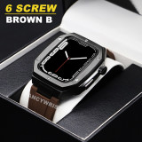 Luxury Modification Kit Bezel Case Strap For Apple Watch 7 45mm 6 5 4 SE 44mm Refit Mod Kit Metal Band for iWatch 7 Accessories