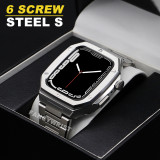 Luxury Modification Kit Bezel Case Strap For Apple Watch 7 45mm 6 5 4 SE 44mm Refit Mod Kit Metal Band for iWatch 7 Accessories