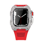 Diamond Modification Kit For Apple Watch Series 7 45MM Rubber Luxury Metal Frame For iWatch 44MM SE 6 5 4 Stainless Steel Case