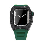 Diamond Modification Kit For Apple Watch Series 7 45MM Rubber Luxury Metal Frame For iWatch 44MM SE 6 5 4 Stainless Steel Case